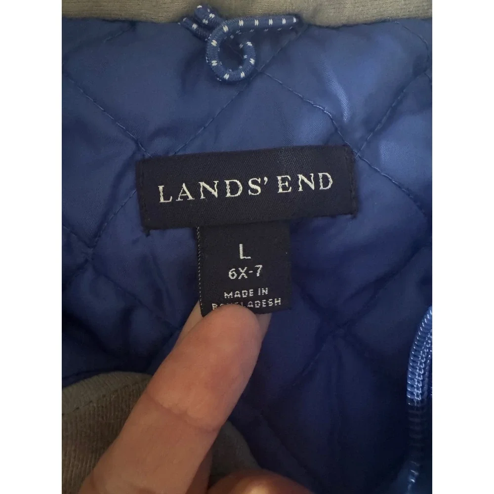 Lands End Kids Blue Squall Hooded Winter Jacket Size L 6X-7 RN 62830